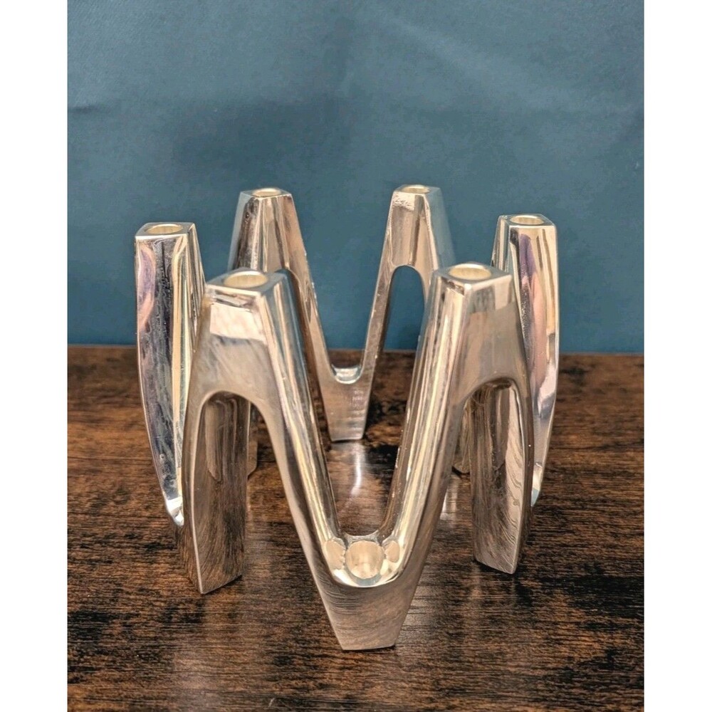 Dansk Jens Quistgaard Silver Tone Mini 12 Candle Holder Danish MCM Crown